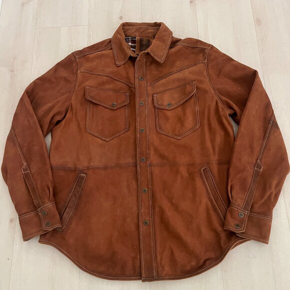 The Territory Ahead Men's 100% Brown Goat Suede Shirt/Jacket Size Large - Picture 1 of 9
